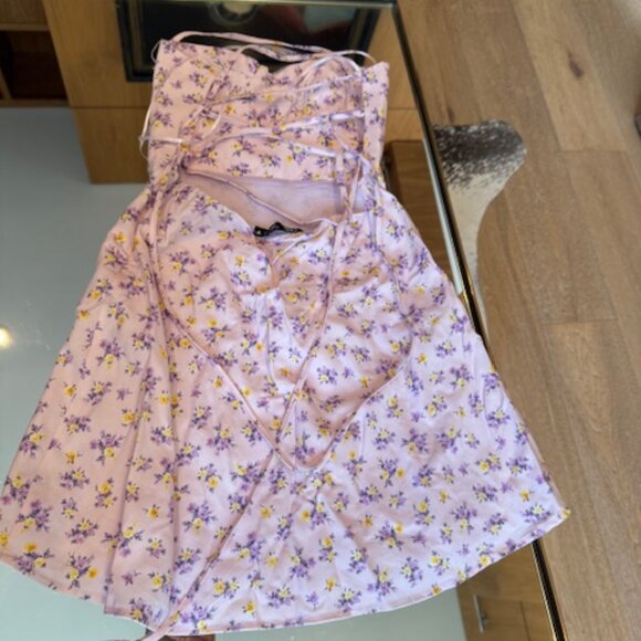 NWT Zara Lilac & Yellow Floral Halter Sundress - Women's Small - Picture 3 of 6